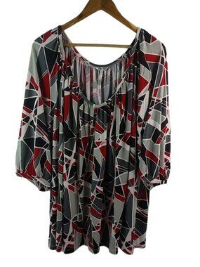 Metro7 4X Black Red Gray Geo Pattern Top Plus
